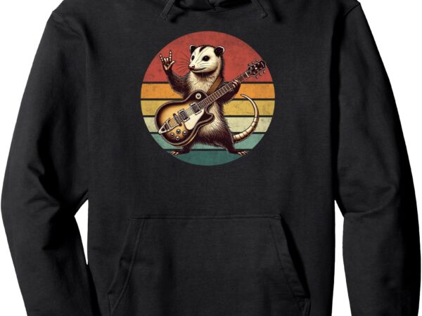 Retro possum rock music men kids women funny opossum rock pullover hoodie t shirt design online