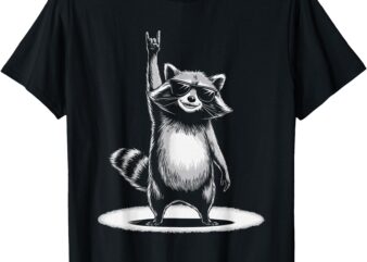 Retro Raccoon Rock Music Gift Men Kids Women Funny Raccoon T-Shirt