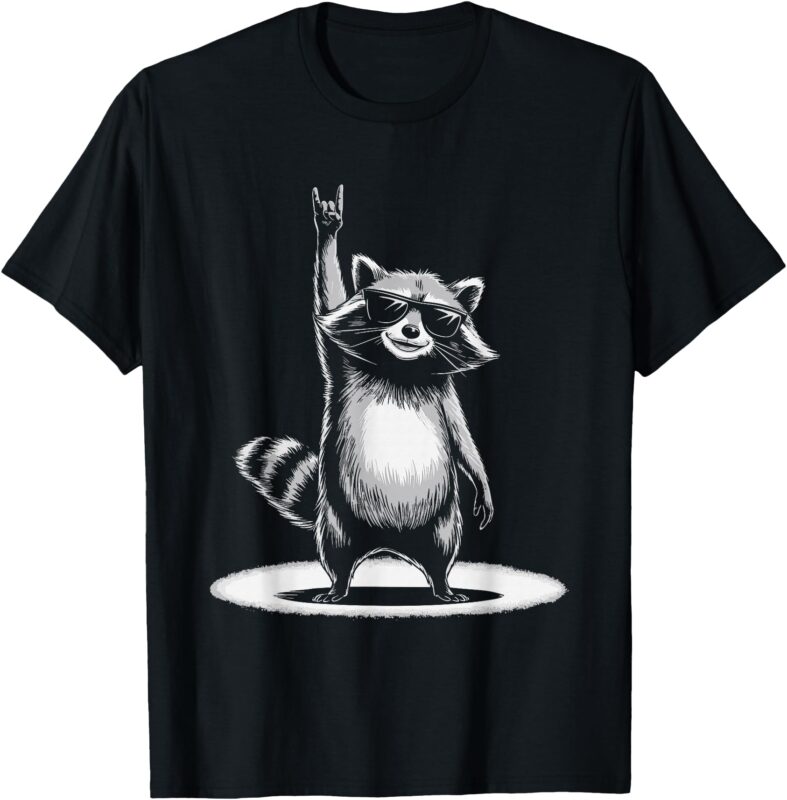 Retro Raccoon Rock Music Gift Men Kids Women Funny Raccoon T-Shirt