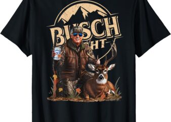 Retro Trump Hunting Deer Funny Drinking Beer Hunting ON BACK T-Shirt