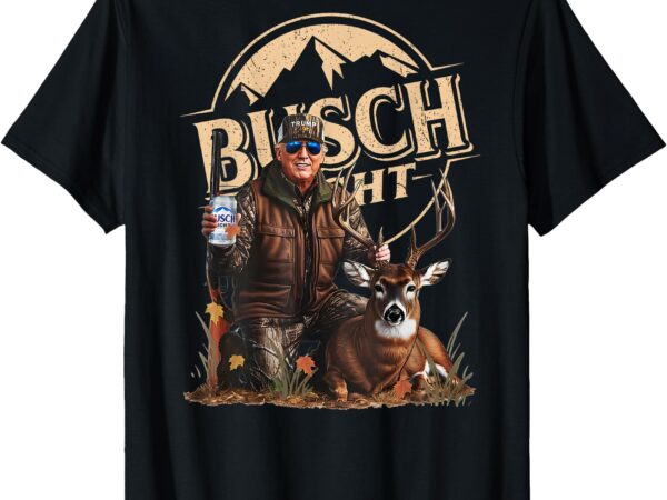 Retro trump hunting deer funny drinking beer hunting on back t-shirt