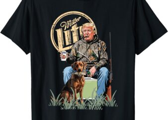 Retro Trump With Dog Fishermen Trump Fishing Hunting Season T-Shirt