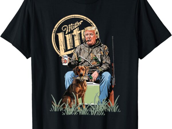 Retro trump with dog fishermen trump fishing hunting season t-shirt