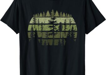 Retro Wildlife Trees Outdoors Nature Forest Vintage T-Shirt