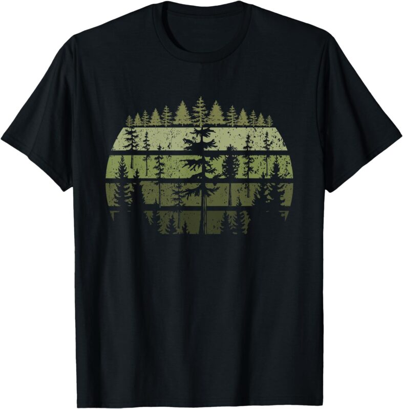 Retro Wildlife Trees Outdoors Nature Forest Vintage T-Shirt