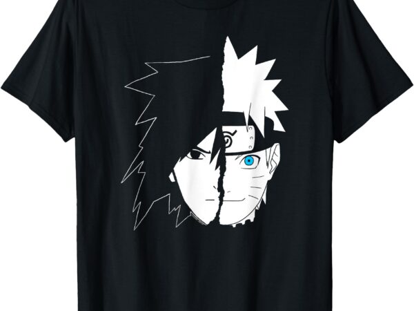 Ripple junction x naruto shippuden & sasuke split face anime t-shirt