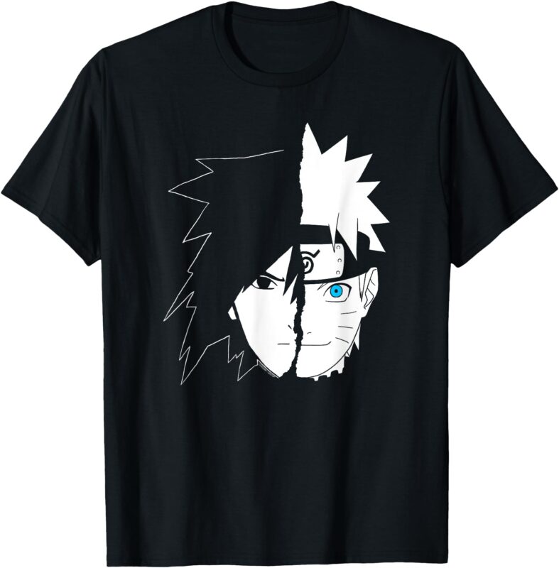 Ripple Junction x Naruto Shippuden & Sasuke Split Face Anime T-Shirt