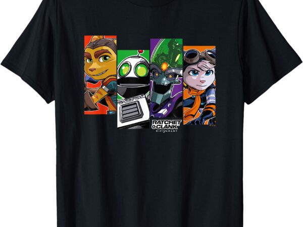 Ripple junction x ratchet & clank rift apart character grid t-shirt