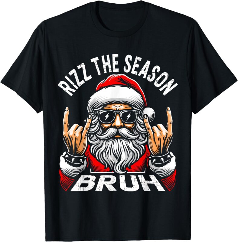 Rizz The Season Bruh Funny Christmas Rizzmas Santa Teen Boys T-Shirt