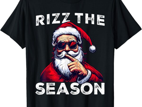 Rizz the season funny santa joke white elephant christmas t-shirt