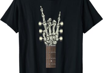 Rock On Skeleton Hand Guitar Rock & Roll Men Women Rock Band T-Shirt