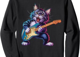 Rock and Roll Cat Guitarist Concert for men-women & kids Sweatshirt