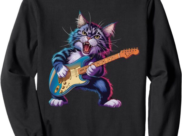 Rock and roll cat guitarist concert for men-women & kids sweatshirt