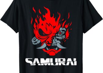 Samurai Japanese Demon Mask Edge Cyber Runners Punk T-Shirt