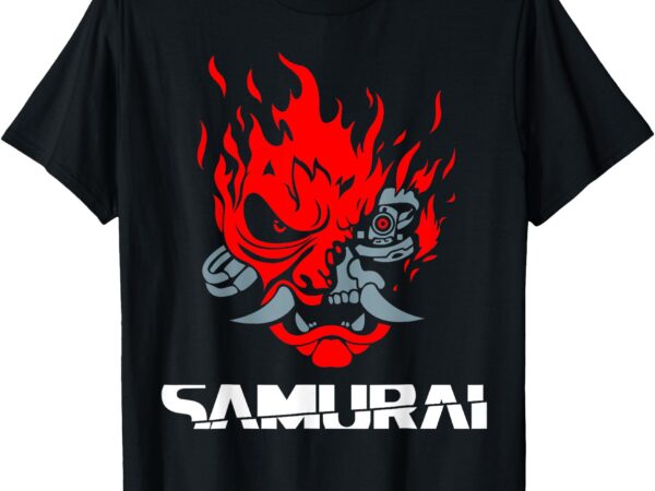 Samurai japanese demon mask edge cyber runners punk t-shirt