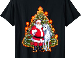 Santa Claus unicorn Christmas sweater Christmas tree T-Shirt