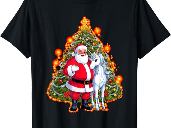 Santa claus unicorn christmas sweater christmas tree t-shirt