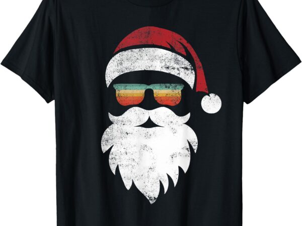 Santa face retro hat sunglass christmas shirts for mens boys t-shirt