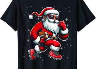 Santa Playing Football Men Boys Christmas Football Players T-Shirt