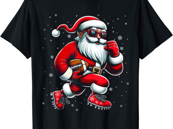 Santa playing football men boys christmas football players t-shirt