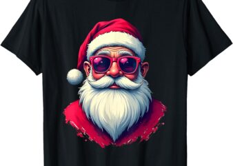 Santa with Red Sunglasses in a Classic Holiday Style T-Shirt