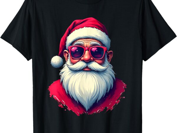 Santa with red sunglasses in a classic holiday style t-shirt