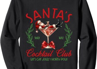 Santa’s Spirit Cocktail Club Funny Christmas Drinking Wine Sweatshirt