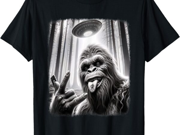 Sasquatch selfie big foot rock on ufo alien funny 0hjxk2 t-shirt