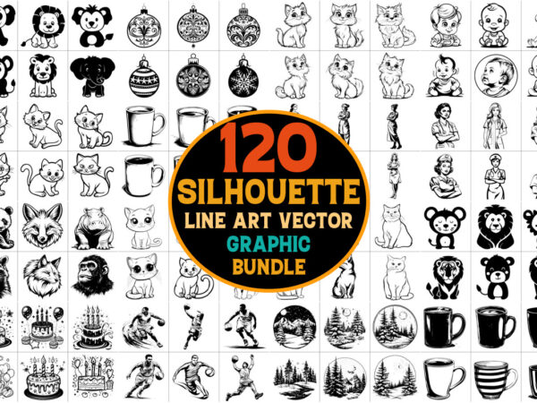 Silhouette line art vector graphic bundle