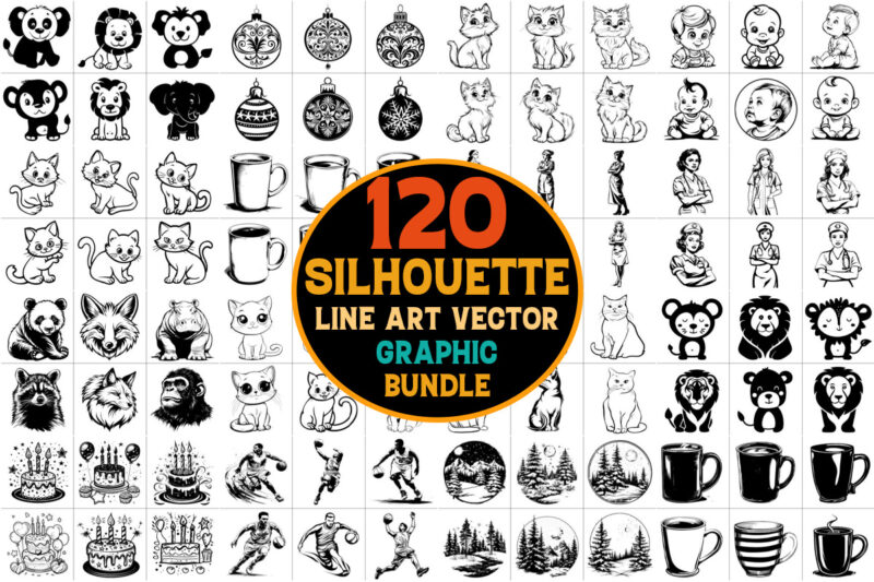 Silhouette Line Art Vector Graphic Bundle