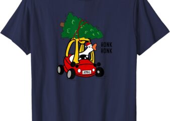 Silly Goose Driving Toy Car with Christmas Tree Funny Xmas T-Shirt