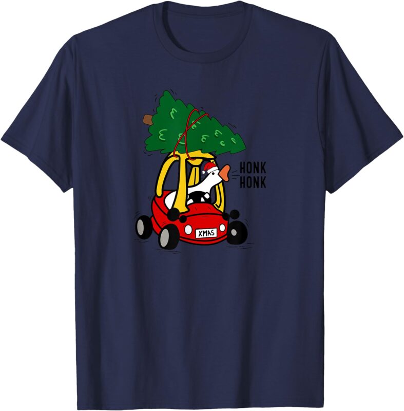 Silly Goose Driving Toy Car with Christmas Tree Funny Xmas T-Shirt