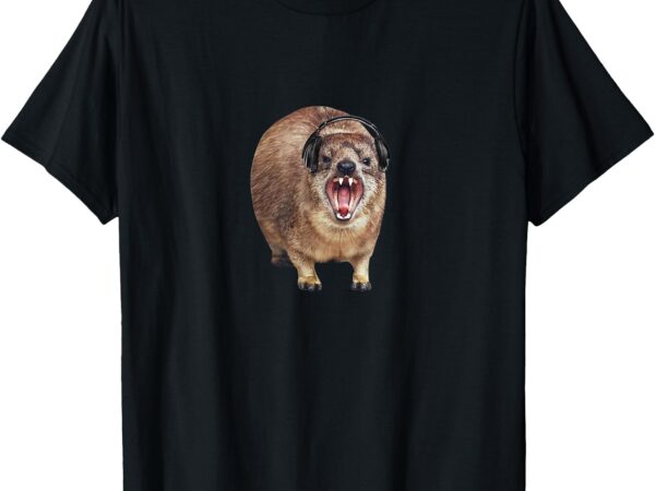 Silly hyrax with headphones t-shirt