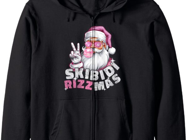 Skibidi rizzmas christmas xmas men women kids zip hoodie t shirt template vector