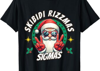 Skibidi Rizzmas Sigmas – Santa Peace Sign T-Shirt