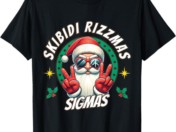 Skibidi rizzmas sigmas – santa peace sign t-shirt