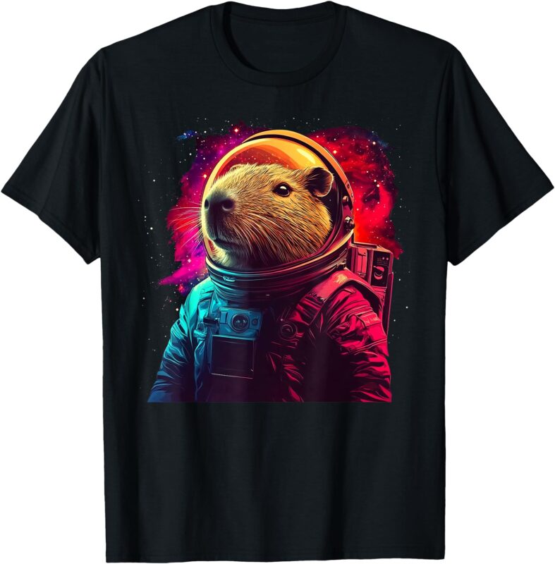 Space Capybara Funny Capy Lover Astronaut Men Women Kids T-Shirt