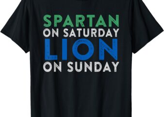 Spartan On Saturday Lion On Sunday Funny Detroit Vintage T-Shirt