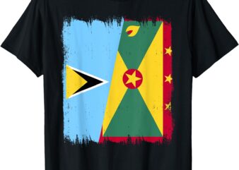 St. Lucia Grenada Half Flag St. Lucian Grenadian Heritage T-Shirt