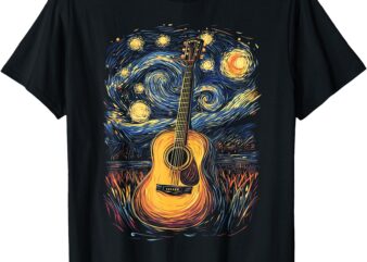 Starry Night Inspired Acoustic Guitar T-Shirt