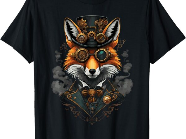 Steampunk fox with goggles and gear artwork t-shirt