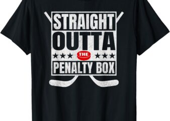 Straight Outta the Penalty Box Youth Kids Retro Funny Hokey T-Shirt