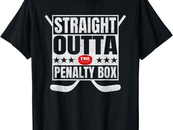 Straight outta the penalty box youth kids retro funny hokey t-shirt