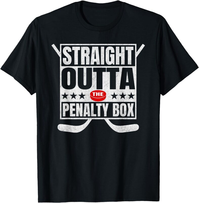 Straight Outta the Penalty Box Youth Kids Retro Funny Hokey T-Shirt