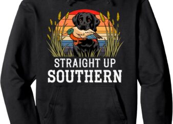 Straight Up Dog Retro Hunting Duck Southern Men’s Hunting Pullover Hoodie