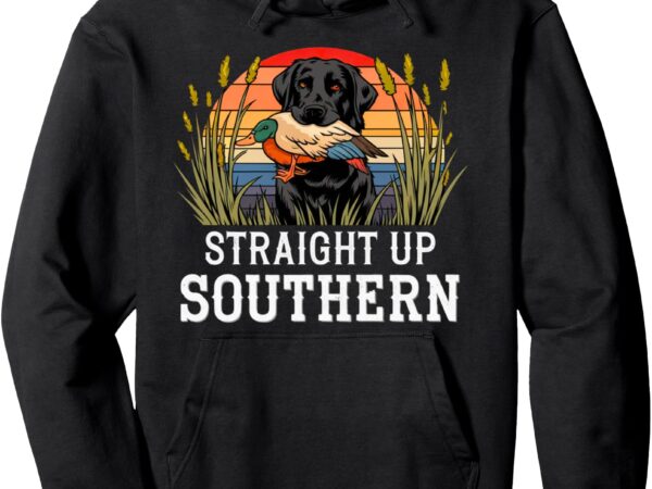 Straight up dog retro hunting duck southern men’s hunting pullover hoodie t shirt template vector