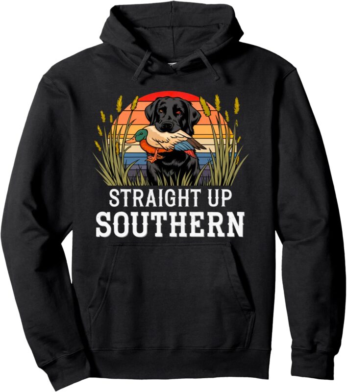 Straight Up Dog Retro Hunting Duck Southern Men’s Hunting Pullover Hoodie