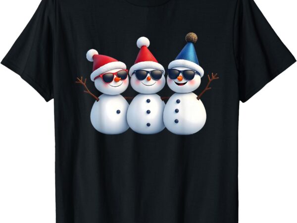 Stylish snowmen in winter wonderland snowmen friends t-shirt