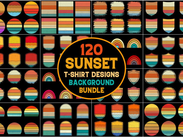 Retro vintage sunset grunge background bundle t shirt design online