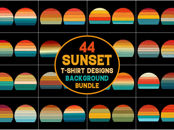 Sunset retro vintage background bundle t shirt template vector